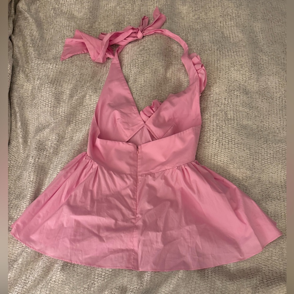 Kika Vargas Avril floral-appliqué cotton-poplin top pink M NWT - Picture 3 of 6